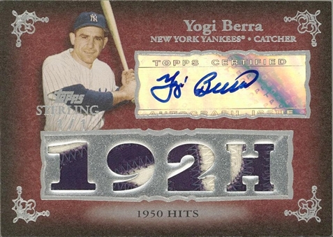 2007 Topps Sterling #CSA-45 Yogi Berra Signed Cut and Quad Jersey Swatch Card (#1/1)